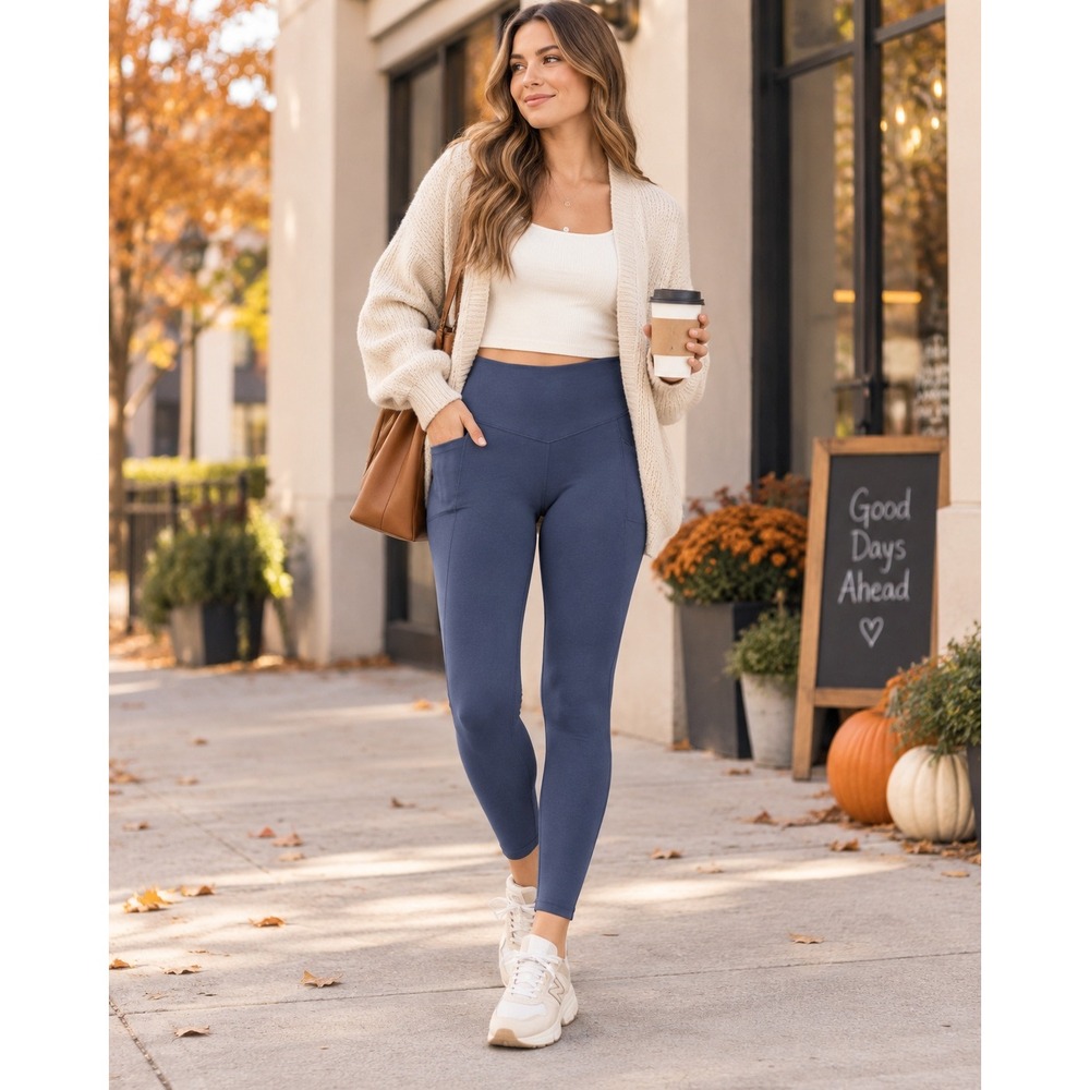 OFFLINE by Aerie Women's Small Blue High Rise Pocket Leggings 23 Inch Athleisure
